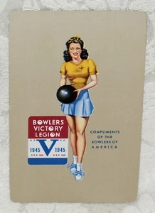 144t. 1945 BOWLERS VICTORY LEGION, OF AMERICA V. SINGLE SWAP PLAYING CARD EX - Picture 1 of 2