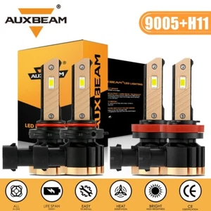 AUXBEAM H11 9005 LED Headlight Bulb Combo High Low Beam Super Bright 6000K White - Picture 1 of 15