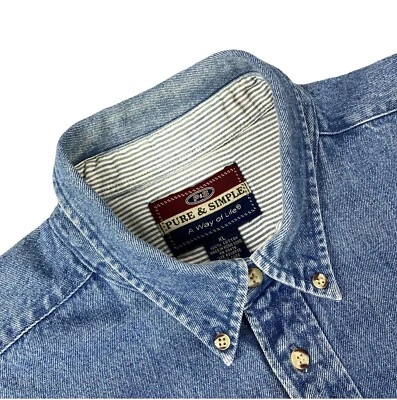 Чистый и простой образ жизни Jean джинсовой ткани LS рубашка/куртка мужская XL хлопок синий изящный - Изображение 1 из 4