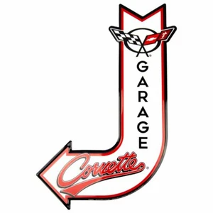 CHEVROLET CORVETTE GARAGE J ARROW METAL EMBOSSED SIGN 11.5" X 17.5" LOGO MANCAVE - Picture 1 of 4