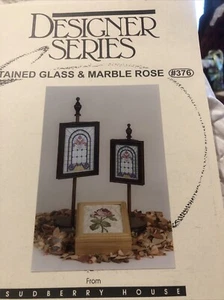 Sudberry House Designer Series Stained Glass & Marble Rose Cross Stitch Pattern - Picture 1 of 14