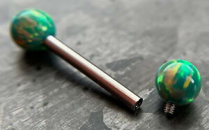 1pc Internally Threaded 5mm Opal Balls 9/16" Steel Barbell Nipple, Tongue Ring