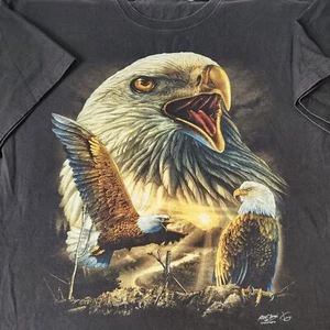Rock Chang Bald Eagle Front & Back Graphic T-Shirt Black Adult XL 100% Cotton - Picture 1 of 9