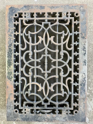 Vintage Cast Iron Floor Heat Grate Vent 16x11 ART Architectural salvage Cover