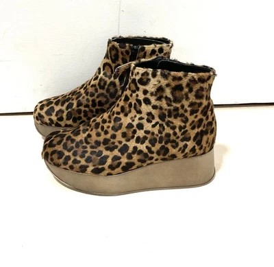 Fernando Pensato Sandales Compensées En Daim Léopard Taille 38 - Photo 1/4