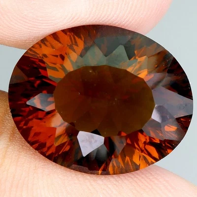 Oval Concave Cut Natural Unheated Cognac Quartz Clean 13.75ct 18.5x15mm Gemstone - Image 1 of 4
