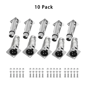 5/10 * 3-Pin XLR Stecker auf XLR Buchse Feed/Pass Thru Stecker für D Panel Montage - Bild 1 von 9