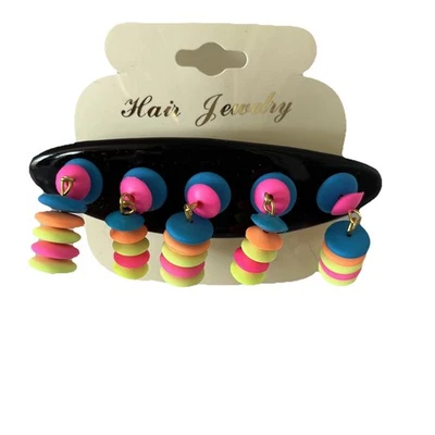 Винтажная заколка для волос 80-х неоновая резинка заколка для волос неоновая девочка новая из старых запасов уличная одежда Z8 - Изображение 1 из 4