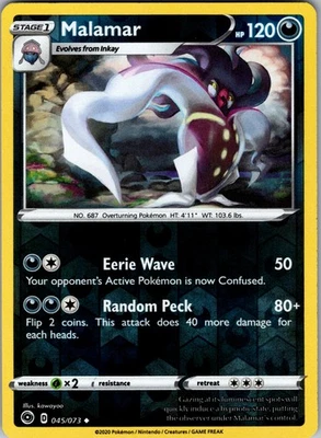 Malamar 45/73 Uncommon Reverse Holo SWSH: Champion's Path NM - Image 1 of 2