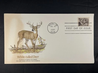 FDC 1981 White-tailed Deer 18c American Wildlife Boise Idaho Nature Animal  a713 - Image 1 of 2