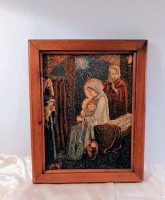 Cuadro enmarcado Belén Virgen y Niño José Pastor Mosaico Look Vintage 13" Foto 1 de 4