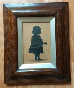 Gilded Silhoutte Miniature Of A Child Holding An Apple(?) D S Leech Lovely Frame - Picture 1 of 9