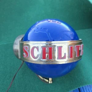 Vintage 60er Schlitz Bier drehbare Wandmontage Bewegung beleuchtet blau Globus FUNKTIONIERT - Bild 1 von 16