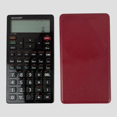 Sharp EL-738F Business Financial Calculator with Slide On Cover - RED - Tested - Image 1 of 4