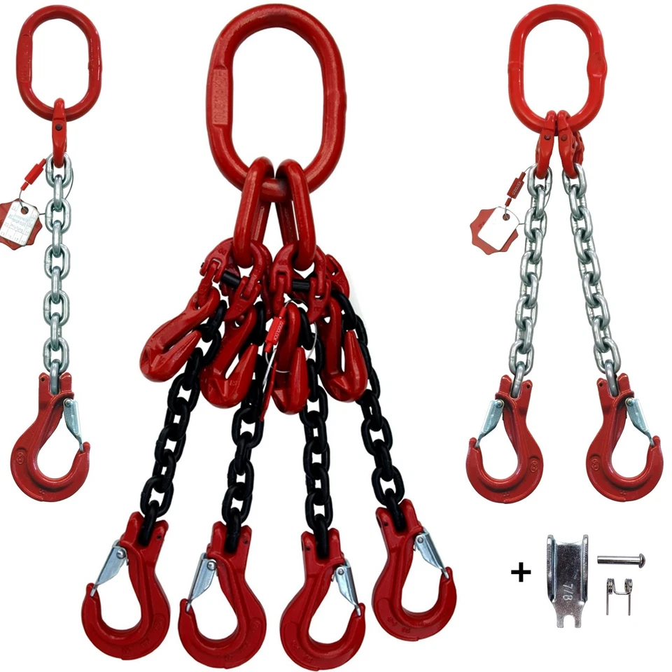 Kettengehänge Anschlagkette 13mm 1-2-4-Strang wählbar schwarz oder verzinkt - Bild 1 von 1