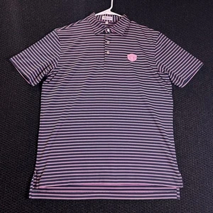 Camisa Polo Peter Millar Azul Marino Rosa Rayas Verano Comodidad Medinah Country Club M - Imagen 1 de 9