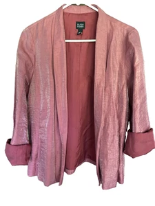 Eileen Fisher Jacket Women M Pink Silk Luxe Streetwear Shiny Chic Sustainable - Foto 1 di 8