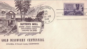 1948 FDC, #954, 3c California Gold Centennial, designer unknown M-38 - Bild 1 von 2