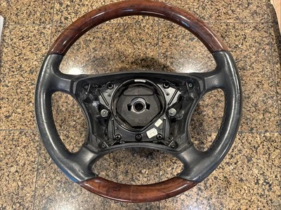 2000-04 MERCEDES-BENZ AMG CLK55 S55 CL55 STEERING WHEEL BLACK LEATHER WOOD - Image 1 of 4