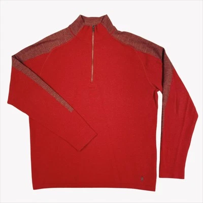 SMARTWOOL Men's 100% Merino Wool Quarter-Zip Brick Red Sweater Size L - Image 1 of 4