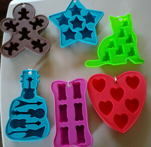 Silicone Ice mold Rock Guitars Hearts Cats Bones Stars Gingermans New Free Ship