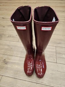 hunter gummistiefel mit Schnalle Gr. 42 Farbe dunkelrot glänzend - Bild 1 von 4