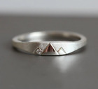 Featuring a Mountain Motif and a White Cubic Zirconia In 10K White Gold Ring