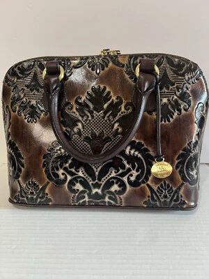Bolsa satchel PO Brahmin Vivian edição limitada café expresso fresco damasco floral - Imagem 1 de 4