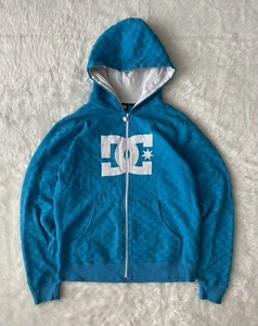 Vintage DC Hoodie Zip Up Y2K Grunge Skate Mens M Big Logo All Over Print - Picture 1 of 8
