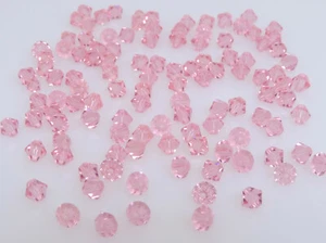 150 Pcs. SWAROVSKI® CRYSTAL BICONE BEADS, ART#5301 / 5328 5MM, LIGHT ROSE - Foto 1 di 2