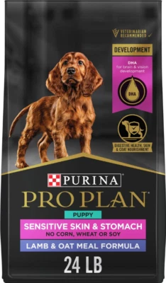 Comida seca para perros Purina Pro Plan piel sensible y estómago cordero y avena para cachorros, 24 lb Foto 1 de 4
