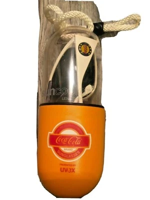 Coca Cola White Sunglasses With Visor UVEX Brand Vintage 1980s Pill Case USA NOS - Image 1 of 4