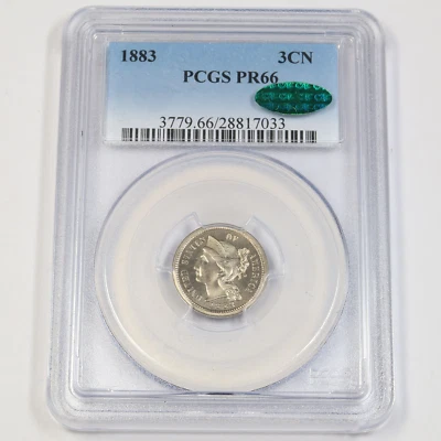 1883 PCGS CAC PR 66 PROOF Three Cent Nickel - 3c US Coin #43007A - Image 1 of 2