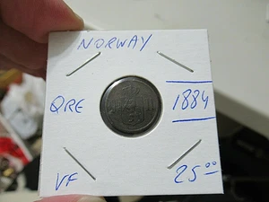 1884 Norway Antique Coin, 1 Ore, Scandinavian Countries - Picture 1 of 3