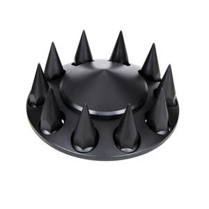 Matte Black Pointed Front Axle Cover with 33mm Spike Thread-on Nut Covers - Picture 1 of 4