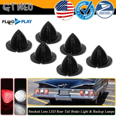 6 PIEZAS Lámparas traseras LED ahumadas y luces de respaldo para 1960 1961 Bel Air Biscayne Impala Foto 1 de 4