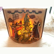 Christmas Lamp night Light Mantel Decor Book Santa Fireplace Merry Holiday Figur