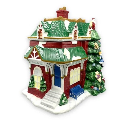 Spode Christmas Tree Village TRAIN STATION Cookie Jar 2002 Vintage - Image 1 of 4