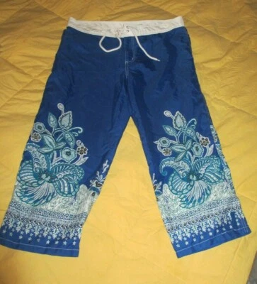 GUESS Pantalones Cortos de Tabla Larga Traje de Baño Unisex Hombre Mujer 32" Cintura Azul 22" Entrepierna Foto 1 de 4