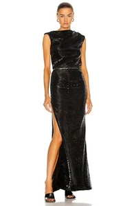 The Attico Damen schwarz asymmetrisch drapiert Pailletten Kleid Größe 40 $ 1800+ - Bild 1 von 9