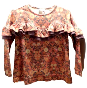 435 By Matilda Jane Size 8 Girl's Orange Multicolor Ruffled Floral Soft Top - Picture 1 of 5