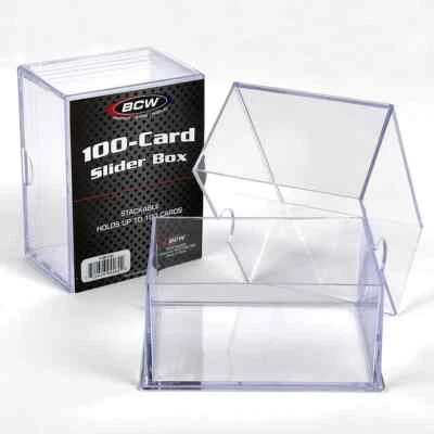 (2) BCW 2-piece Slider Box 100ct Clear Trading Cards Storage Holder - Image 1 of 4