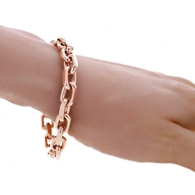 Brazalete de cadena de anclaje pesado hecho a mano sólido de oro rosa de 14k 8" 7,5 mm 51,5 gramos Foto 1 de 4