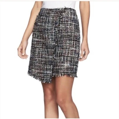 Minifalda de tweed metálica negra y rosa Cece para mujer talla 6 nueva con etiquetas Foto 1 de 4