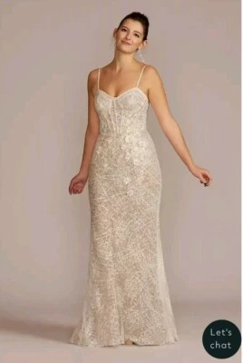 NWT Galina Signature Ivory Sheath Wedding Dress - Image 1 of 4