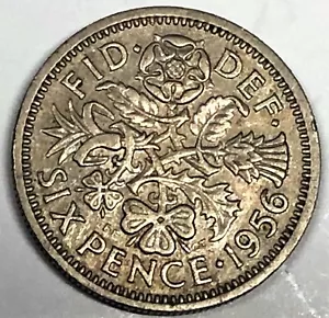 # C1958     GREAT BRITAIN     COIN,    SIX PENCE   1956 - Picture 1 of 2