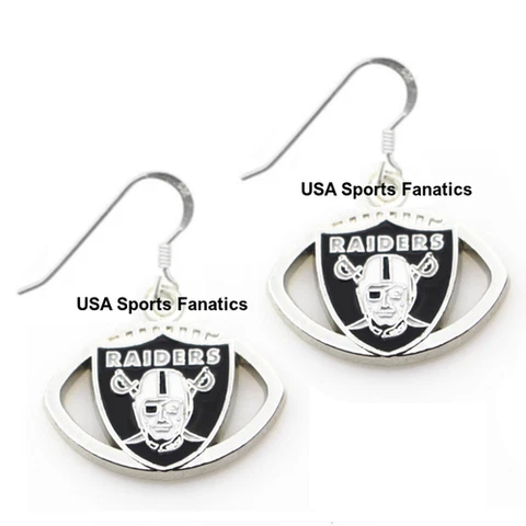Oakland Raiders Football Logo Pendant Earrings With 925 Earring Wires Cover