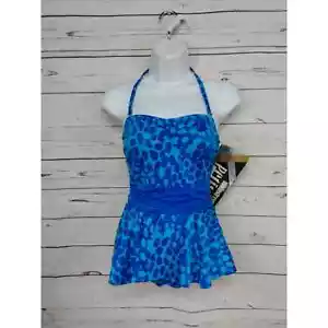 Maintream VINTAGE NOS NWT Skirted Swim Suit Size 10 (M/L) Halter Top Pinup - Picture 1 of 8