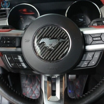 Carbon Fiber Color Car Steering Wheel Decoration Fit for Mustang Auto - Image 1 of 4