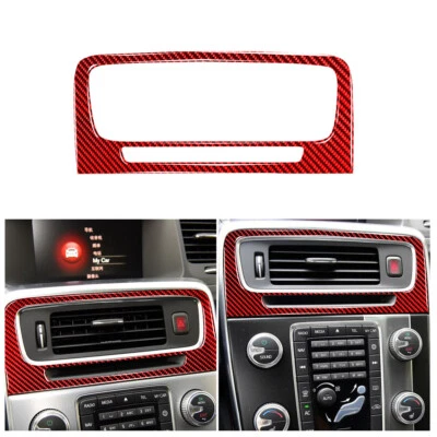 Center Air Vent Frame Trim Cover Red Carbon Fiber For Volvo V60/S60 2010-2018 - Imagem 1 de 4